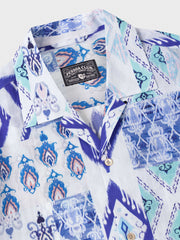 青色抽象 アロハシャツ