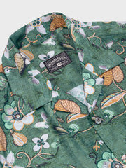 花柄グリーン アロハシャツ
