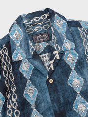 青いダイヤ柄 アロハシャツ