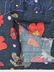 ブルー 花柄 アロハシャツ