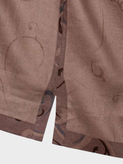 ブラウン花蔓柄 アロハシャツ