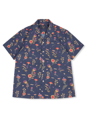 花柄ブルー アロハシャツ