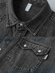 不規則ポケット デニムシャツ