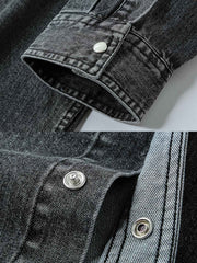 不規則ポケット デニムシャツ