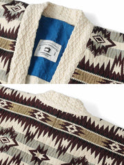 シェニール生地とインディアン柄ジャカード、古銅色ボタンのディテールアップ