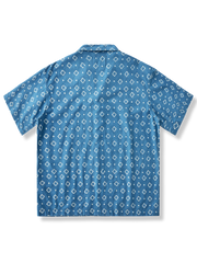 藍染 星砂と天の川柄 アロハシャツ