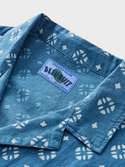 藍染 星砂と天の川柄 アロハシャツ