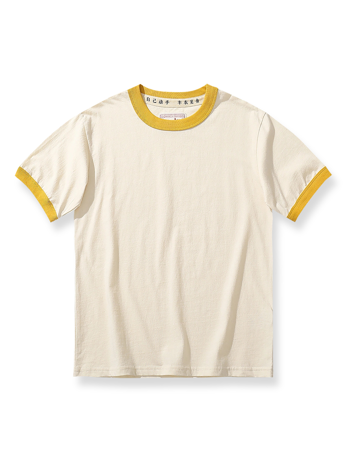 レトロカラー配色クルーネック半袖Tシャツ正面図