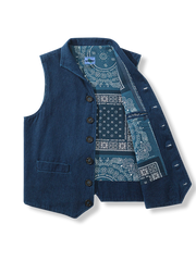 裏ペイズリー柄 藍染ベスト