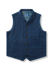 裏ペイズリー柄 藍染ベスト