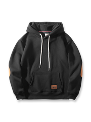 製品画像:
「スエード調パッチデザインとヘビーフリース素材が特徴のパッチワーク パーカーの正面全体展示図。360gの厚手素材が重厚感と快適な着心地を提供し、ルーズフィットのシルエットが動きやすさを実現。」
詳細画像:
「パッチワーク パーカーのディテールクローズアップ。袖部分のスエード調パッチと、360gのヘビーフリース生地の質感を強調。ヴィンテージなディテールと高品質な刺繍が特徴で、視覚的なレイヤード感を演出。」