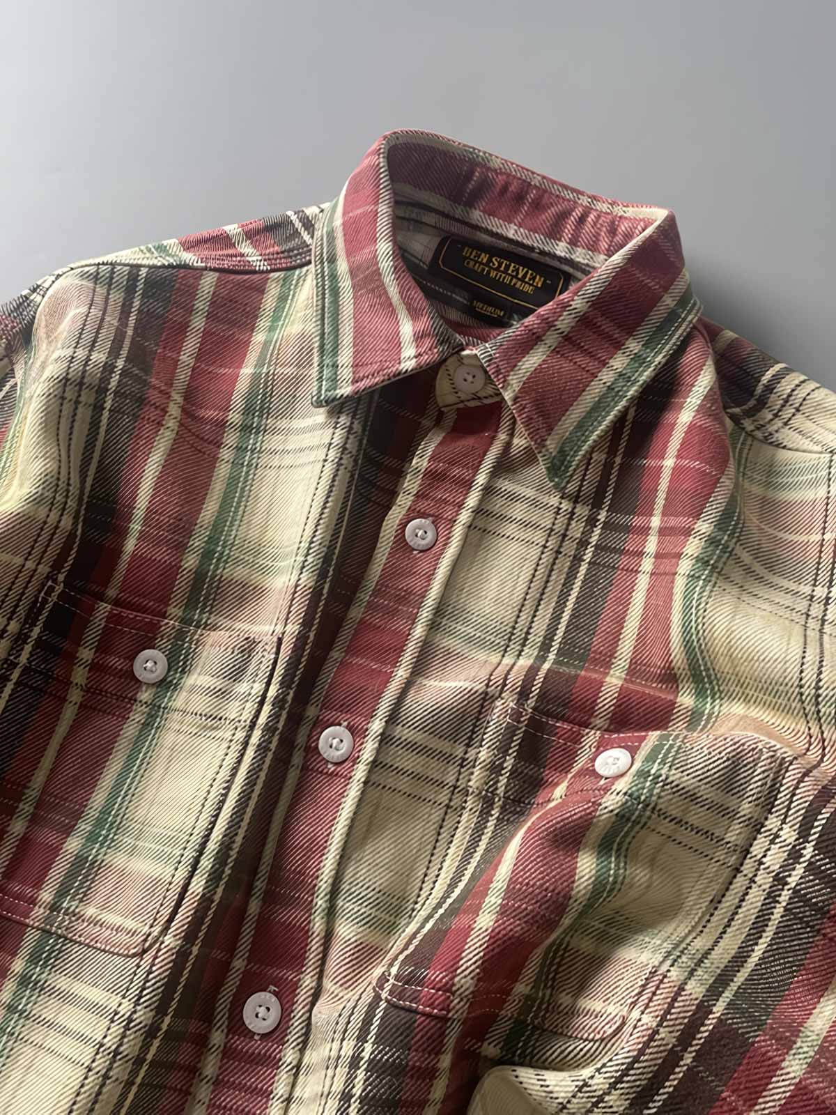 製品画像:
レトロスタイル ドーパミンカラー 厚手 チェック柄シャツ 全体画像、ヴィンテージ風デザイン、秋冬向け
詳細画像:
ドーパミンカラー チェック柄 シャツのディテール、コットン100%素材の質感、厚手の生地