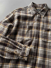 製品画像:
アメカジヴィンテージチェック柄ヘビーウェイトシャツ全体画像、秋冬向けの高い保温性とクラシックデザイン。
詳細画像:
両胸ポケットとチェック柄のディテール、ヴィンテージ感漂うデザイン。