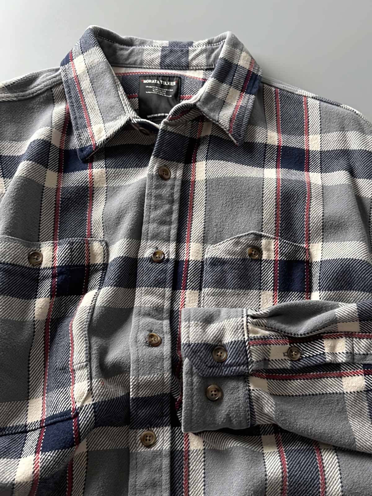 製品画像:
アメカジヴィンテージチェック柄ヘビーウェイトシャツ全体画像、秋冬向けの高い保温性とクラシックデザイン。
詳細画像:
両胸ポケットとチェック柄のディテール、ヴィンテージ感漂うデザイン。