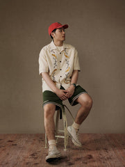 梅花錦鯉刺繍キューバシャツ