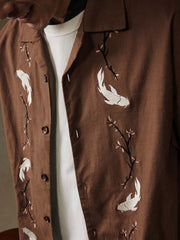 梅花錦鯉刺繍キューバシャツ