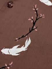 梅花錦鯉刺繍キューバシャツ