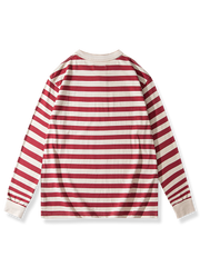 ボーダー柄 ヘンリーネック 長袖Tシャツ