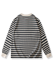 ボーダー柄 ヘンリーネック 長袖Tシャツ