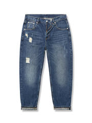 ダメージ加工赤耳 デニムパンツ9分丈