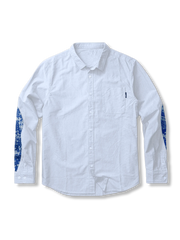 ウォッシュ加工カシューナッツフラワー刺繍オックスフォードシャツ