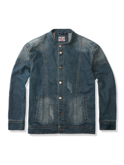 ワイドフィット立襟デニムジャケット