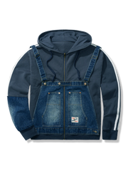 デニムパッチワーク サスペンダーxファスナーパーカー