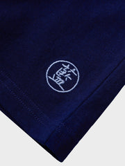 藍染め 刺繍ドロップショルダーTシャツ