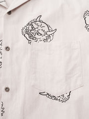 風神雷神プリント キューバシャツ