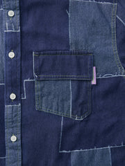 ビンテージ感 溢れる パッチワーク デニムシャツ