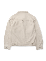 二重プリーツ 白いデニムジャケット