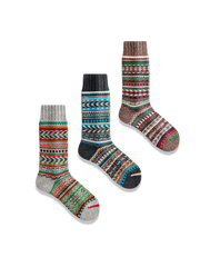 3足セット エスニック柄 厚手ソックス#PN