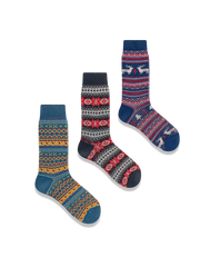 3足セット エスニック柄 厚手ソックス#PQ