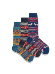 3足セット エスニック柄 厚手ソックス#PQ