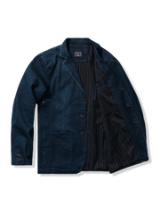 マルチストライプ裏地 デニムブレザージャケット