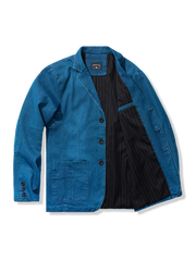 マルチストライプ裏地 デニムブレザージャケット