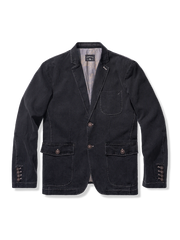 裏花葉柄 デニムブレザージャケット