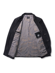 裏花葉柄 デニムブレザージャケット