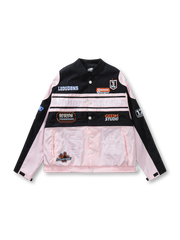 フロントビューのレトロレーシングワークジャケット