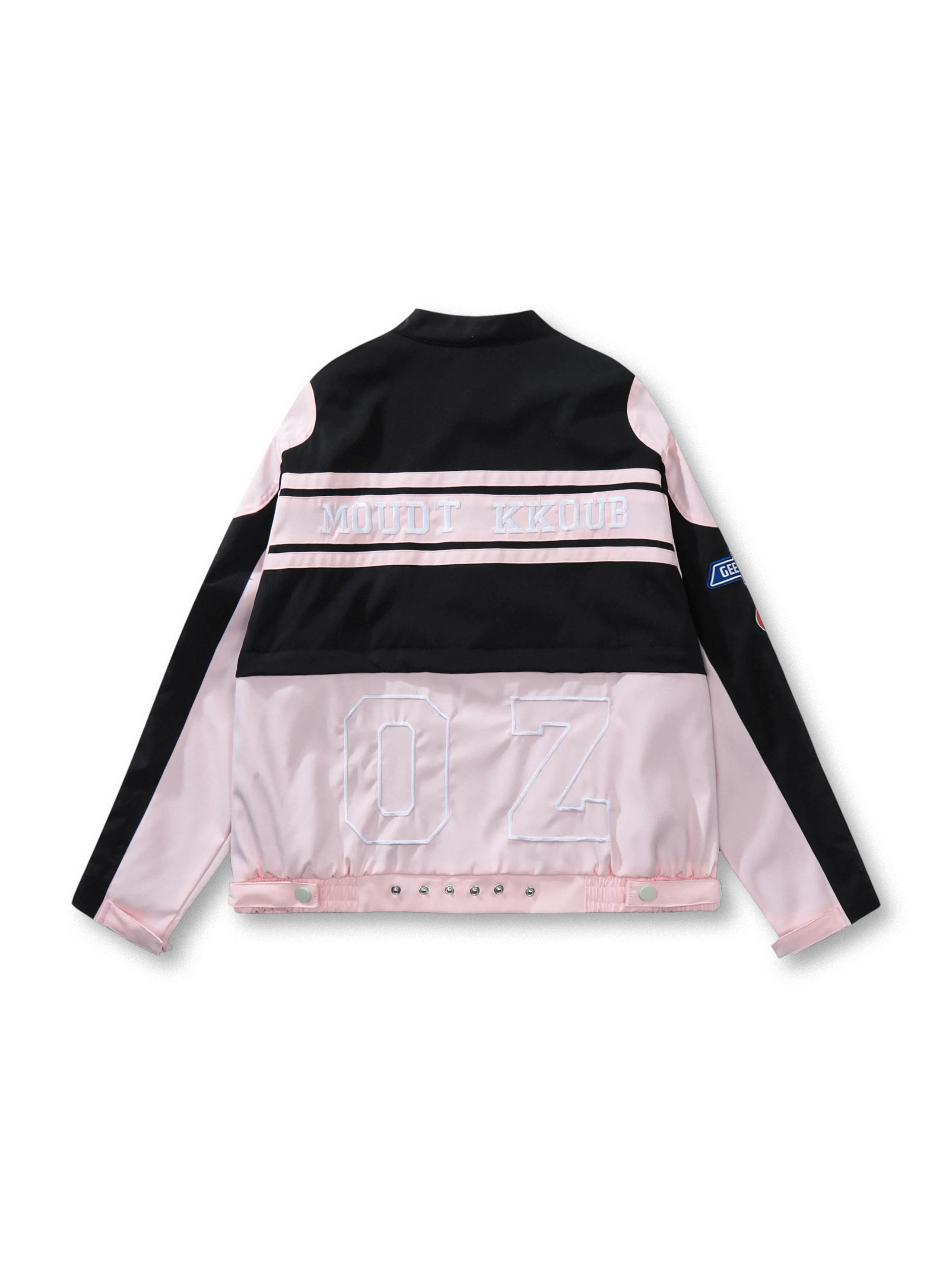 フロントビューのレトロレーシングワークジャケット