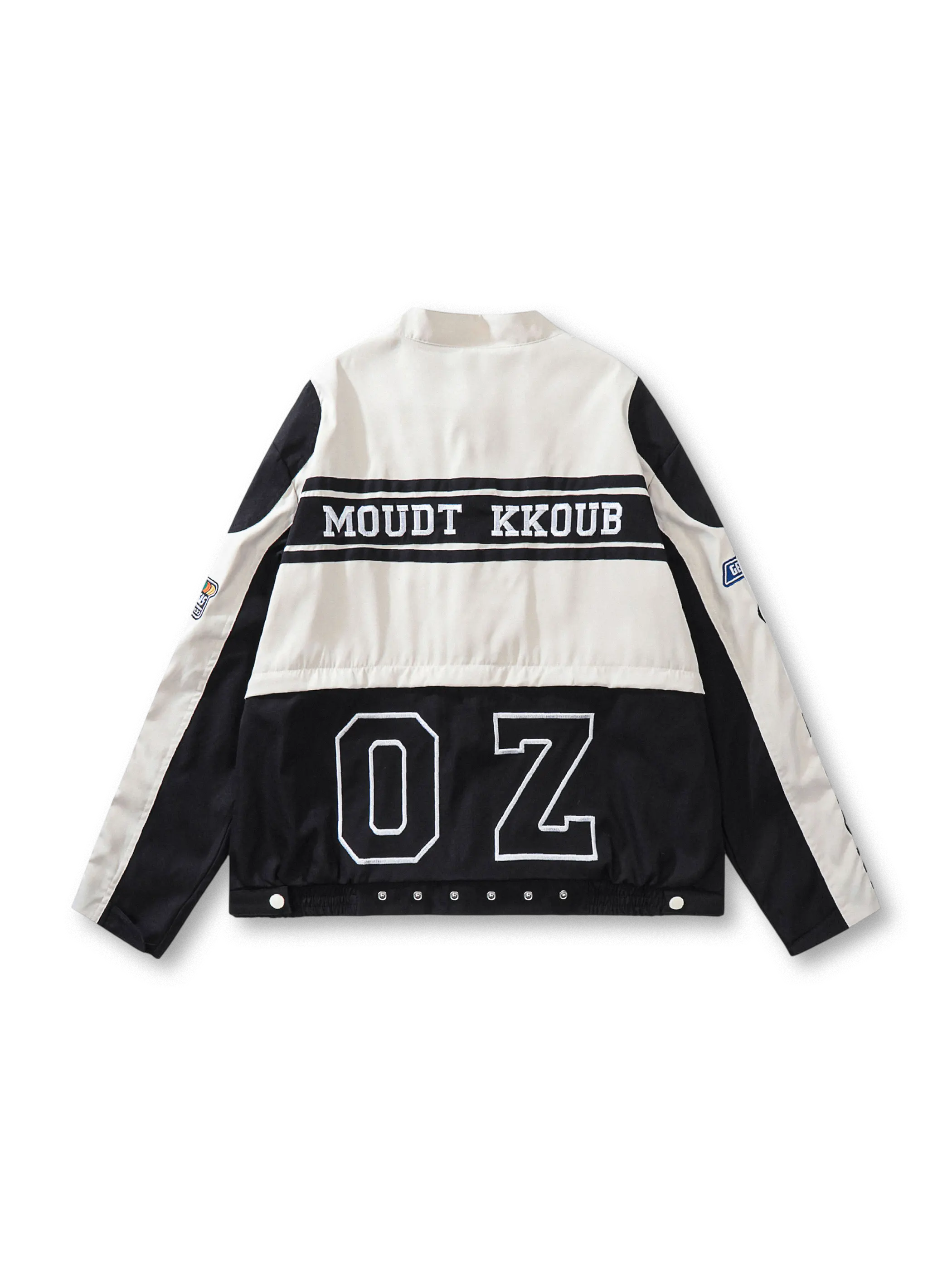 フロントビューのレトロレーシングワークジャケット