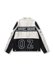 フロントビューのレトロレーシングワークジャケット