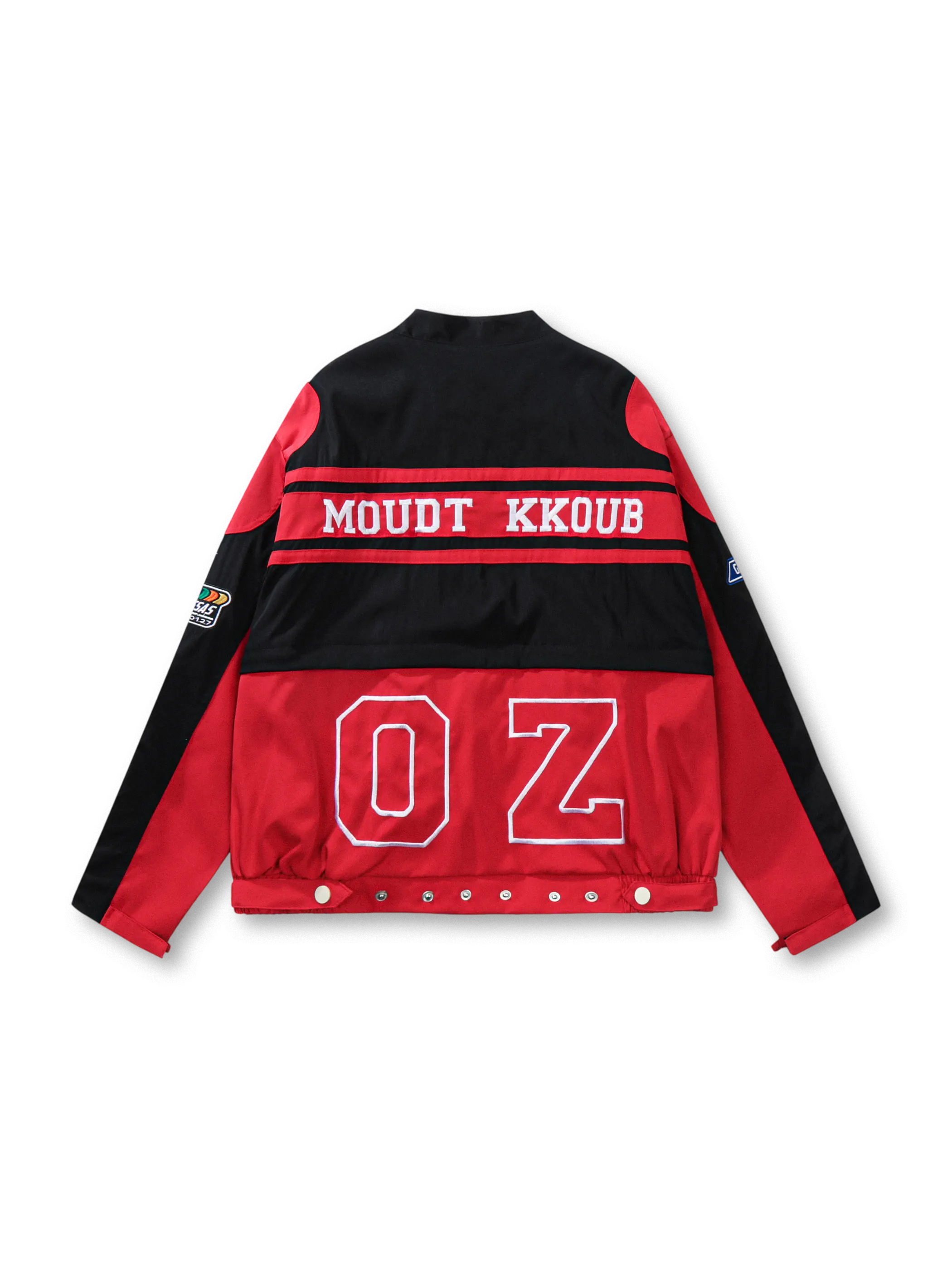 フロントビューのレトロレーシングワークジャケット