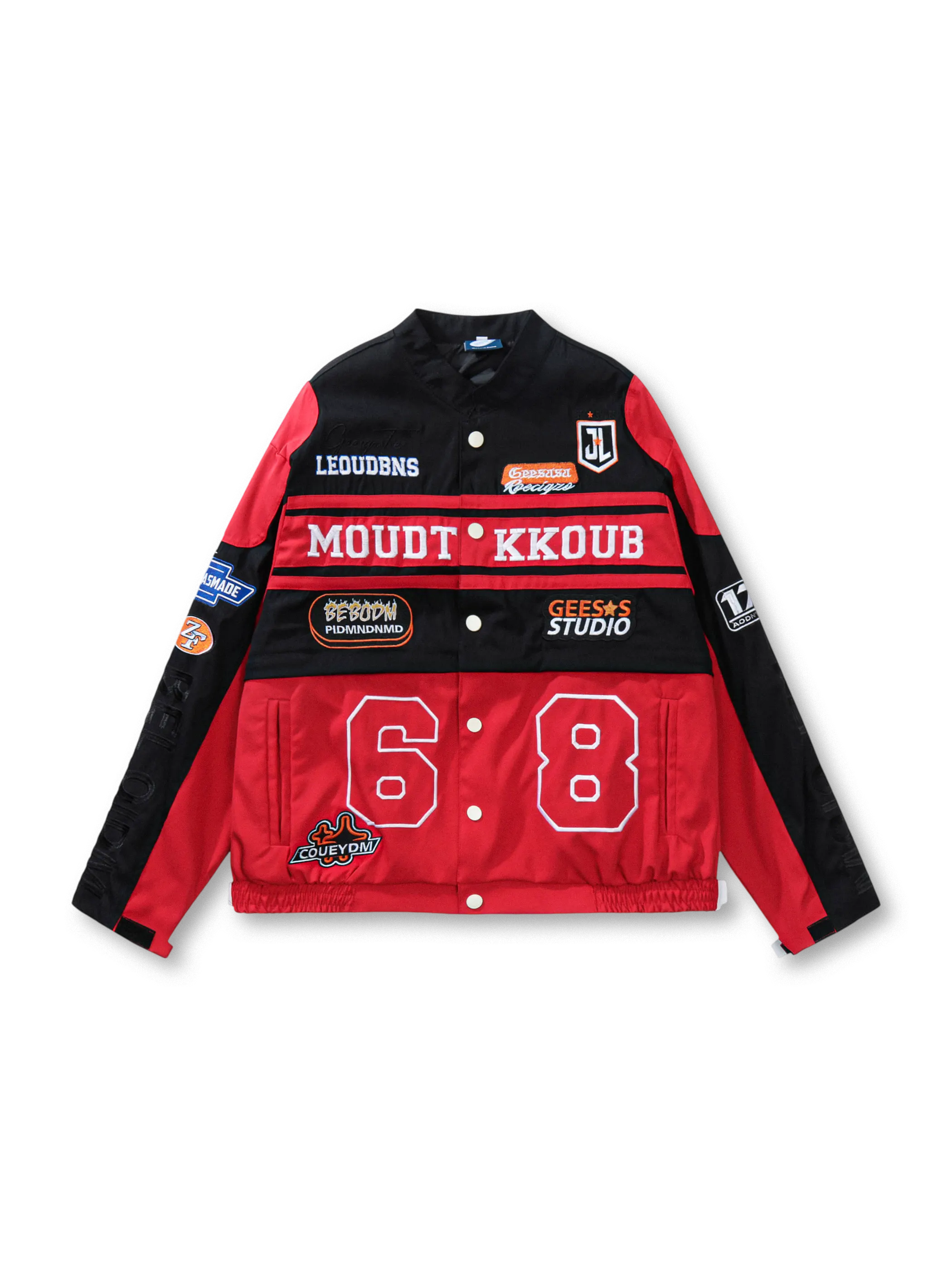 フロントビューのレトロレーシングワークジャケット