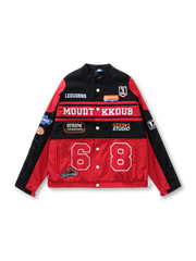 フロントビューのレトロレーシングワークジャケット