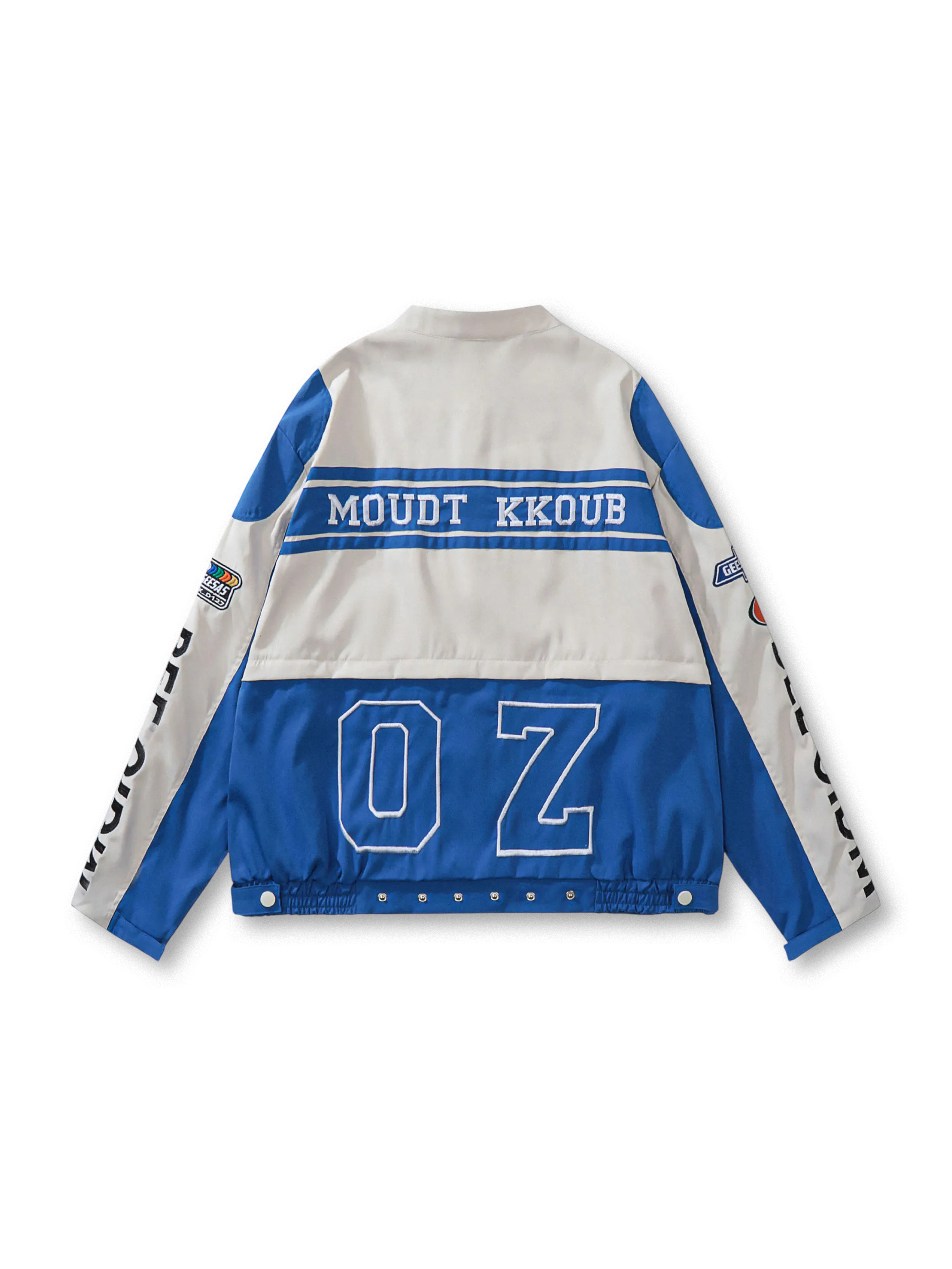 フロントビューのレトロレーシングワークジャケット