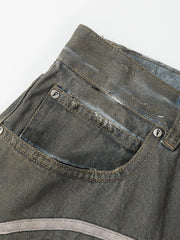 ヴィンテージウォッシュドストレートデニムショーツ