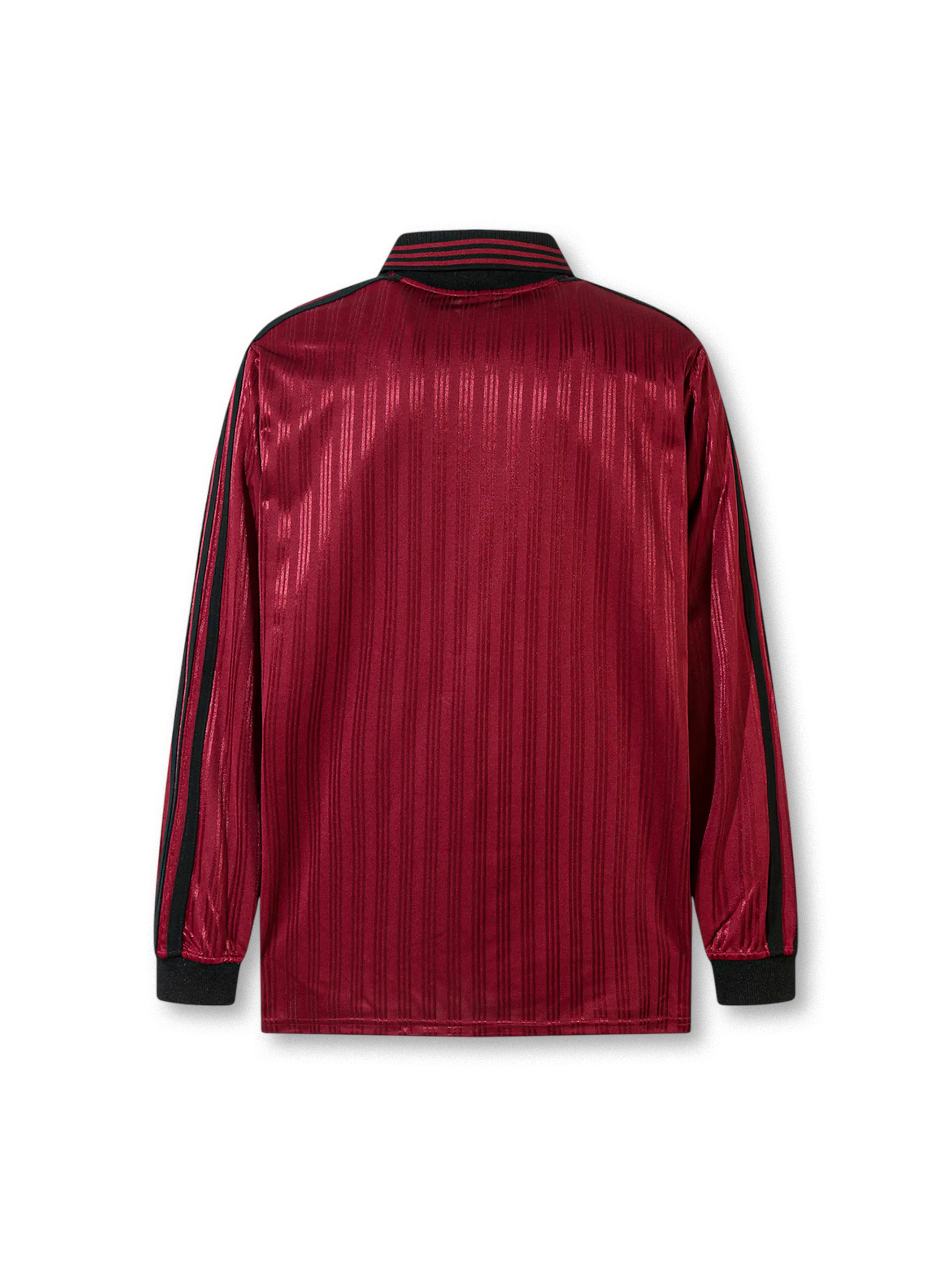 光沢ストライプ長袖フットボールポロ正面