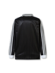 光沢ストライプ長袖フットボールポロ正面