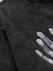 ヴィンテージウォッシュダブルハンドプリントTシャツ